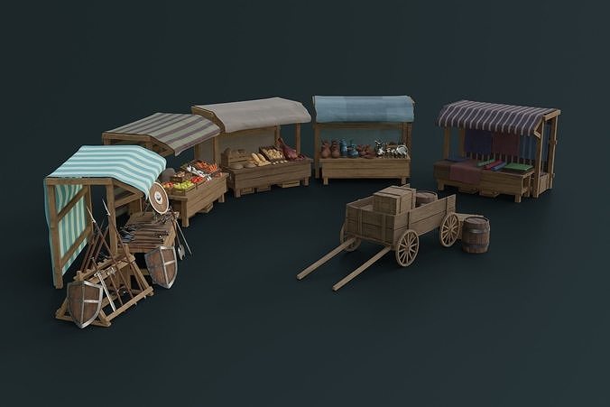 Medieval Market Pack Low-poly 3D model 3