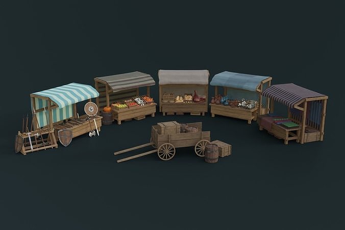 Medieval Market Pack Low-poly 3D model 2