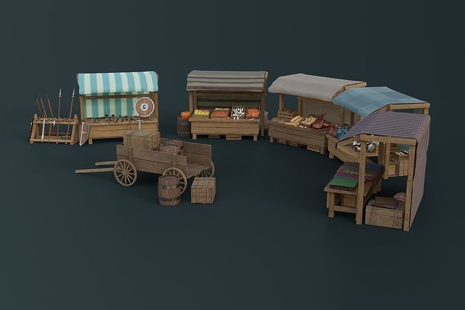 Medieval Market Pack Low-poly 3D model 6