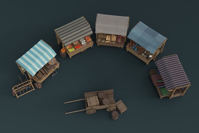 Medieval Market Pack Low-poly 3D model 7