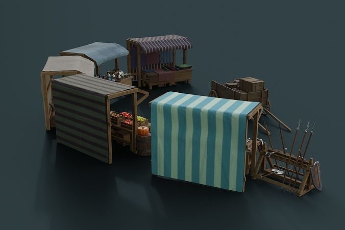 Medieval Market Pack Low-poly 3D model 4
