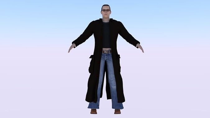 Male in Casual Clothes 01 Low-poly 3D model