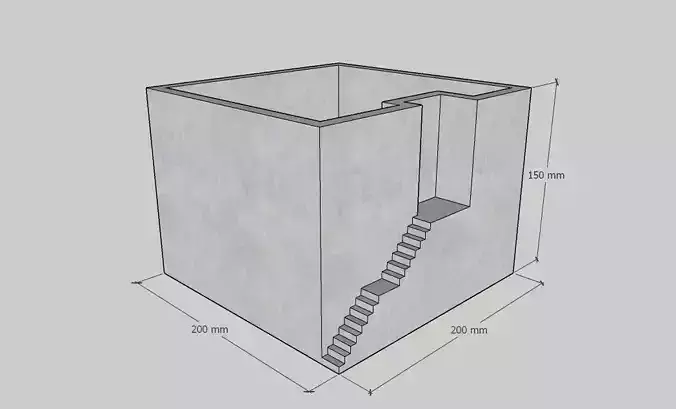Mini Concrete Planter Box07 3D print model