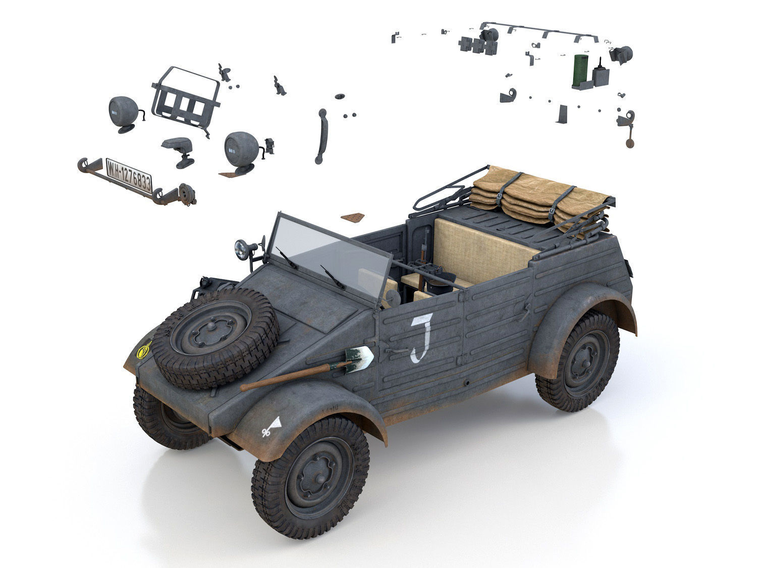 VW - Typ 82 - Kuebelwagen - 26 Panzer Division 3D model_14