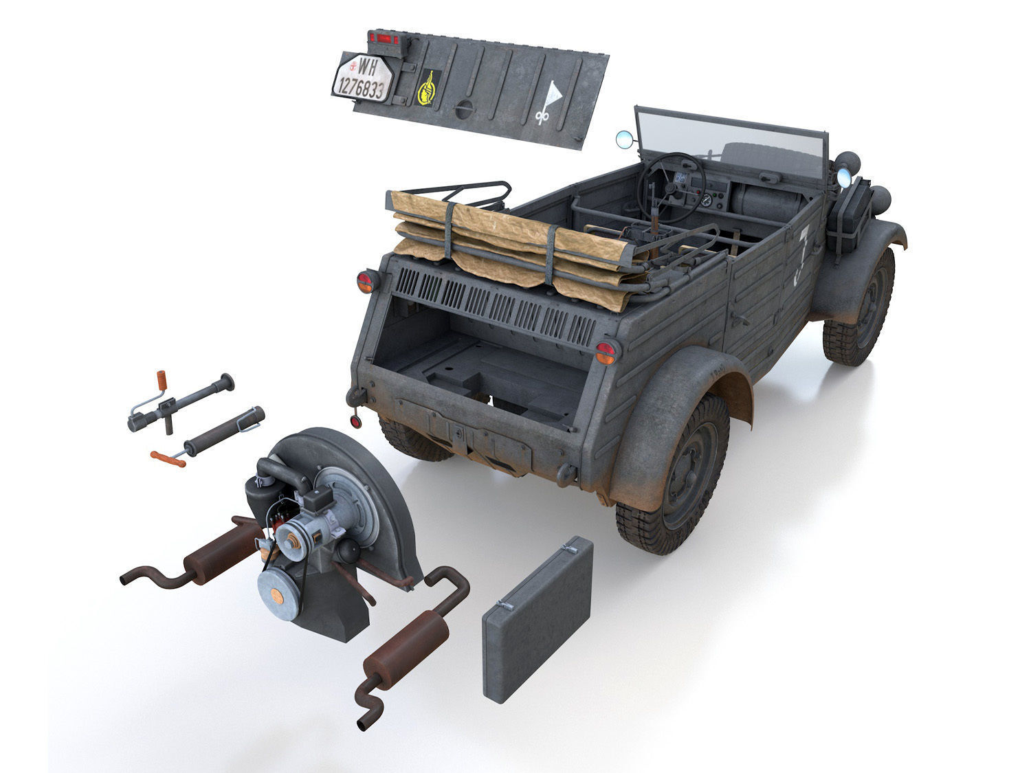 VW - Typ 82 - Kuebelwagen - 26 Panzer Division 3D model_15