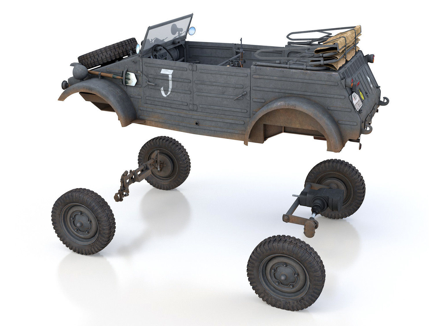 VW - Typ 82 - Kuebelwagen - 26 Panzer Division 3D model_16