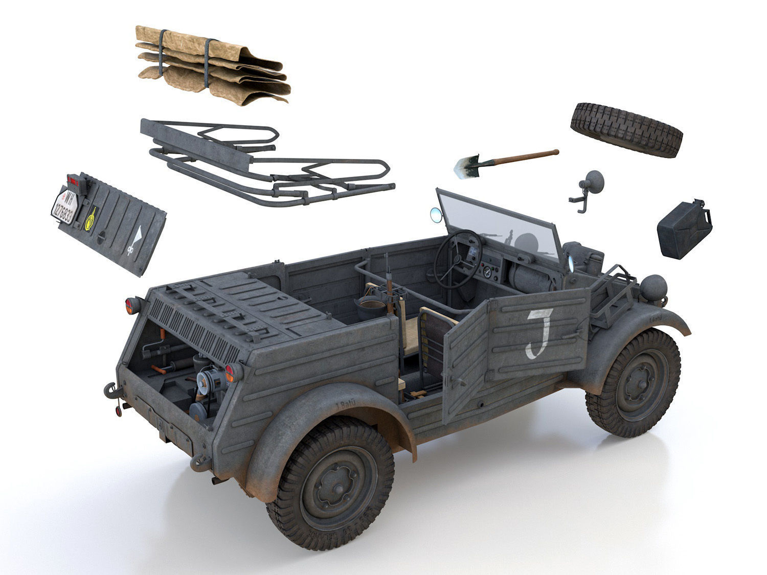 VW - Typ 82 - Kuebelwagen - 26 Panzer Division 3D model_12