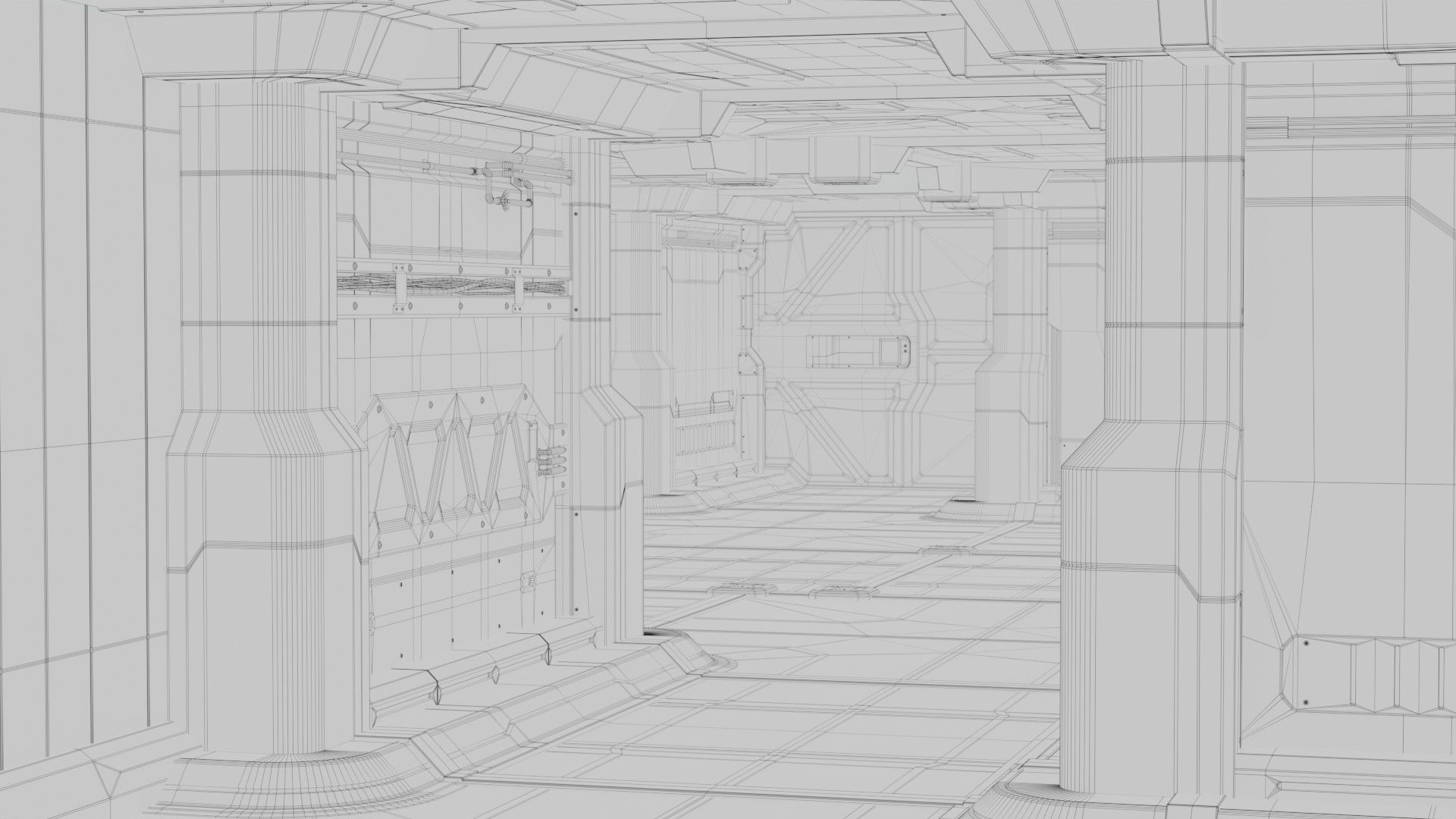 Sci Fi Modular Interior 1A Low-poly 3D model_9