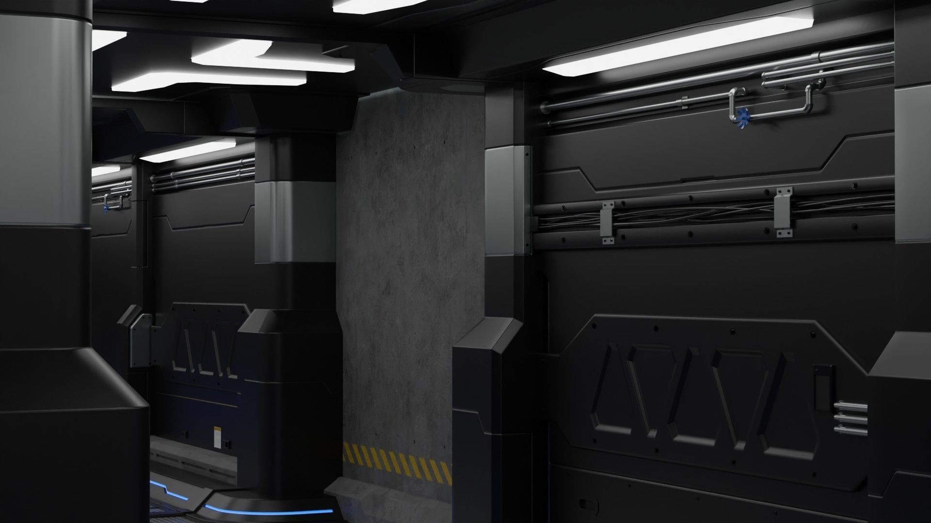Sci Fi Modular Interior 1A Low-poly 3D model_8