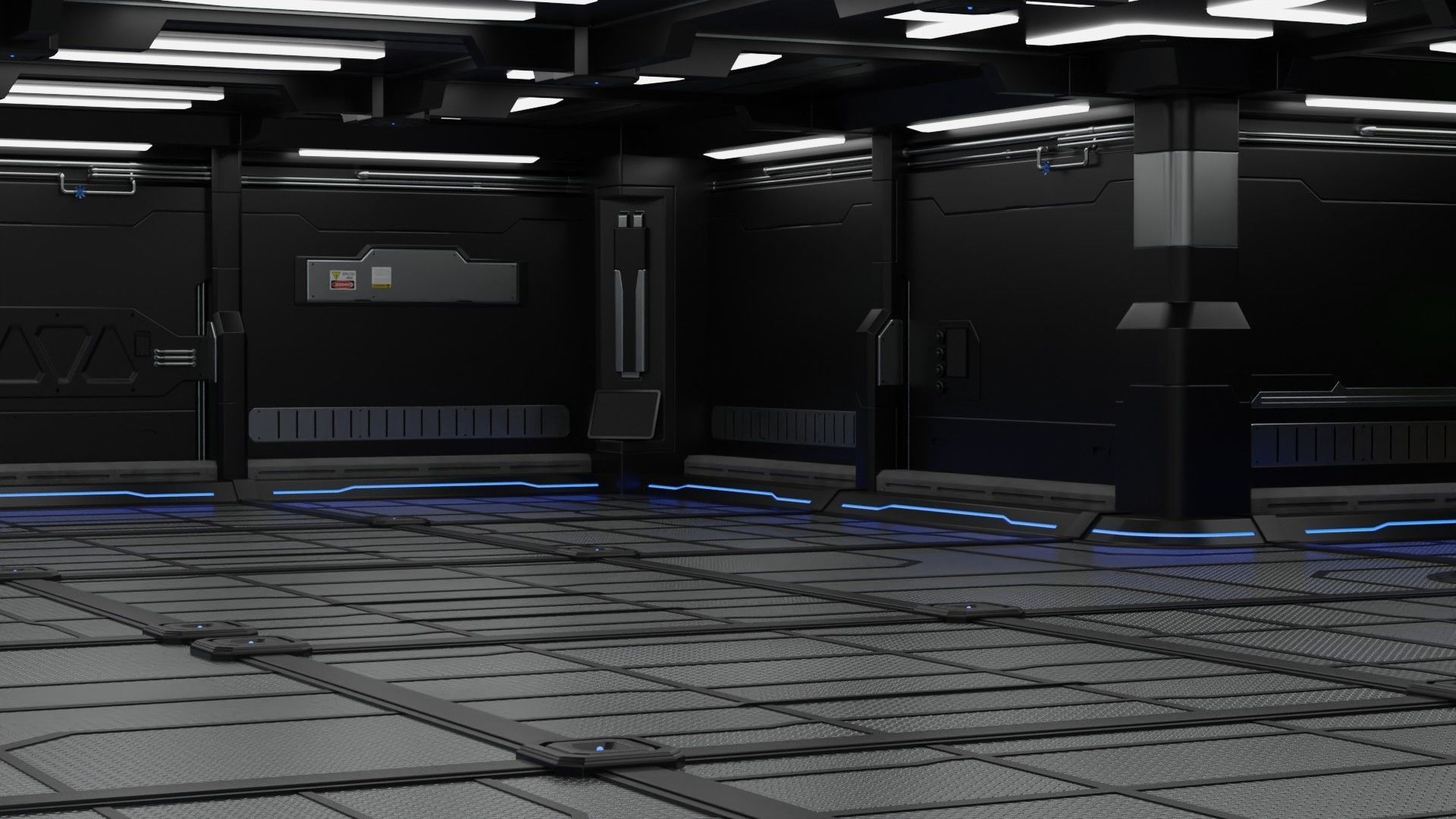 Sci Fi Modular Interior 1A Low-poly 3D model_7