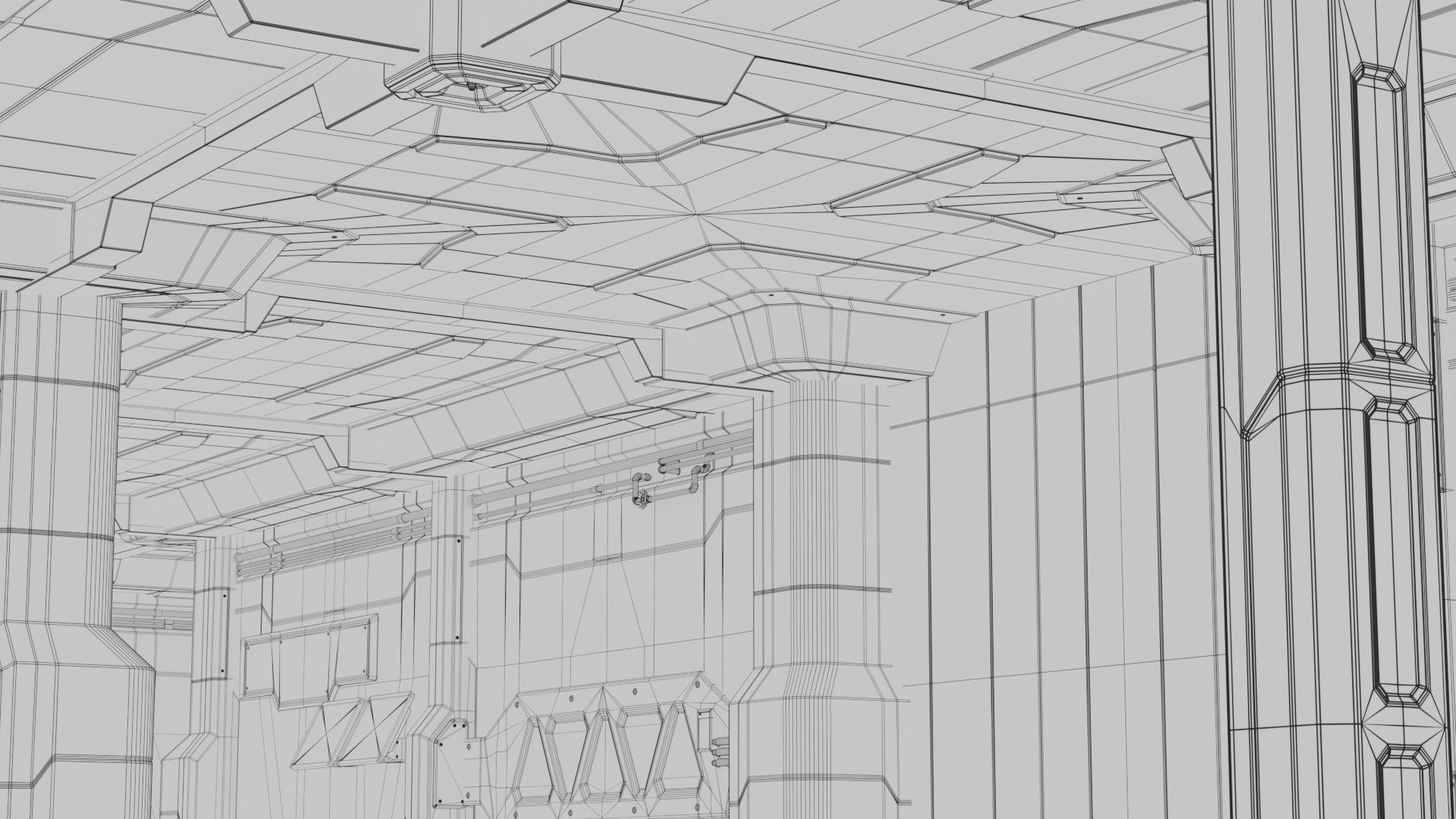 Sci Fi Modular Interior 1A Low-poly 3D model_11