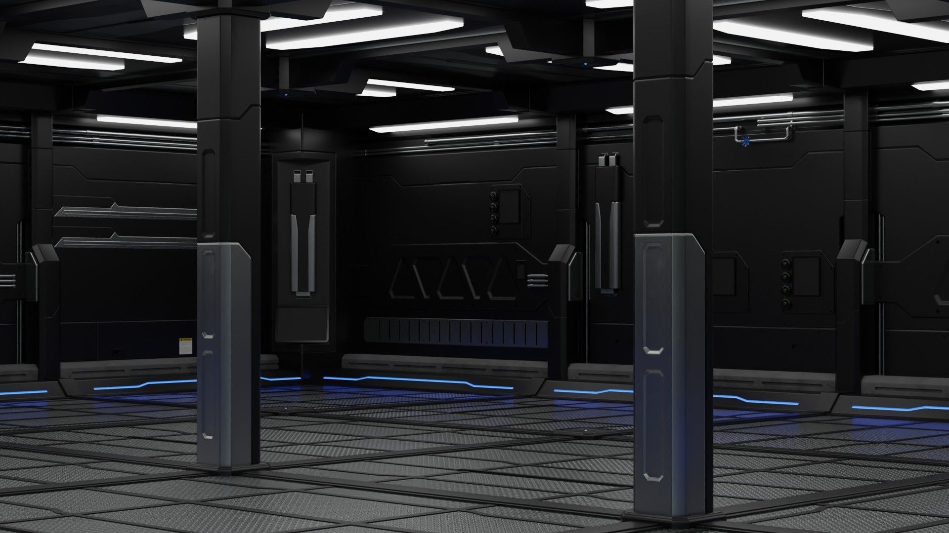 Sci Fi Modular Interior 1A Low-poly 3D model_6