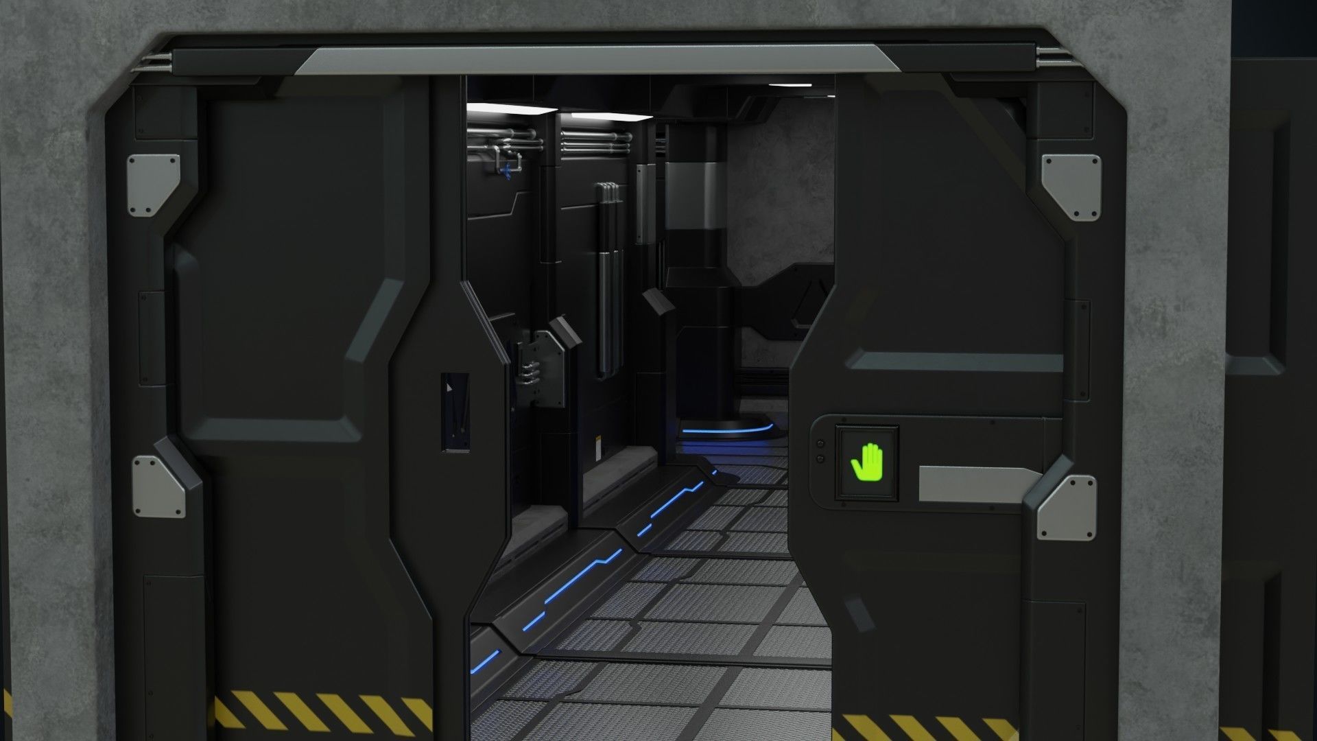 Sci Fi Modular Interior 1A Low-poly 3D model_2