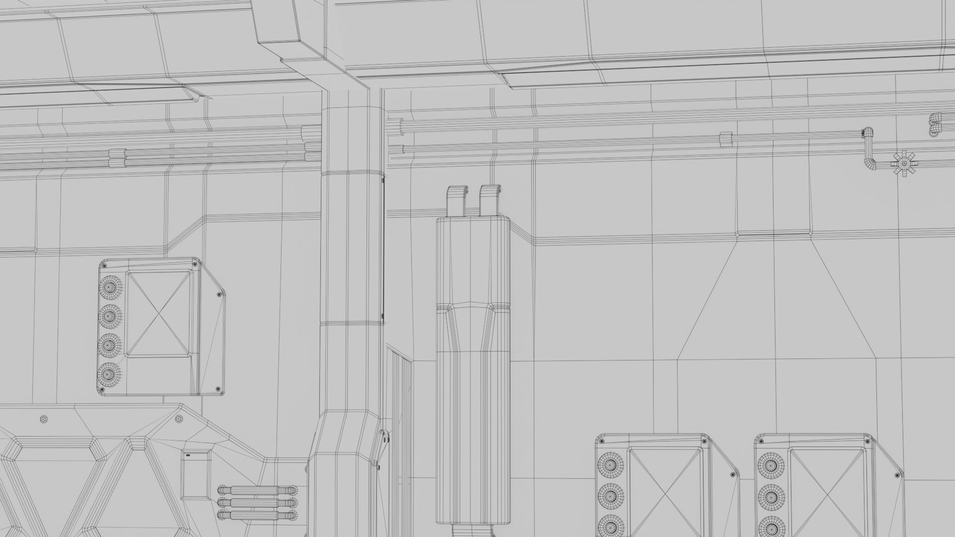 Sci Fi Modular Interior 1A Low-poly 3D model_10