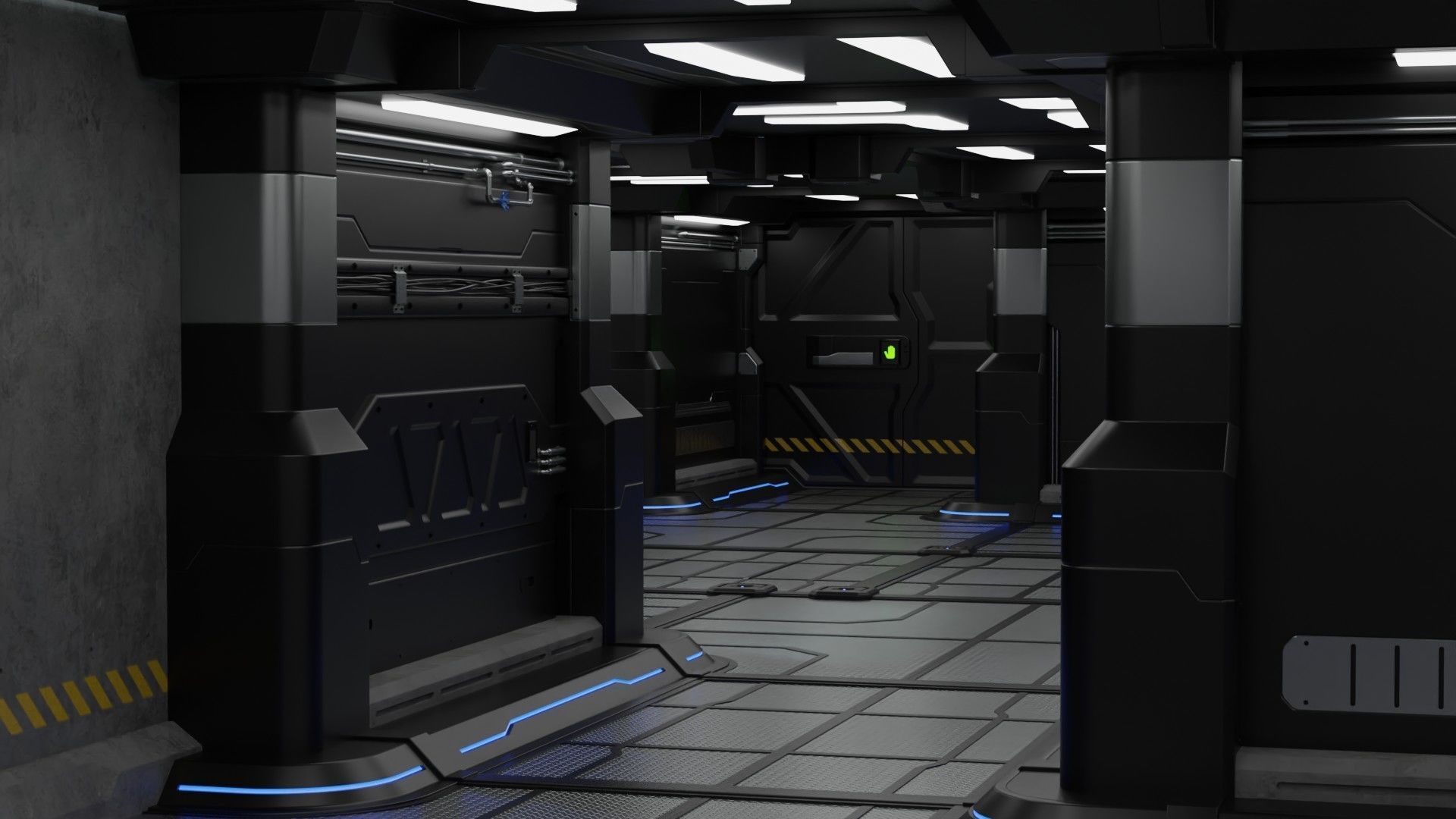 Sci Fi Modular Interior 1A Low-poly 3D model_1