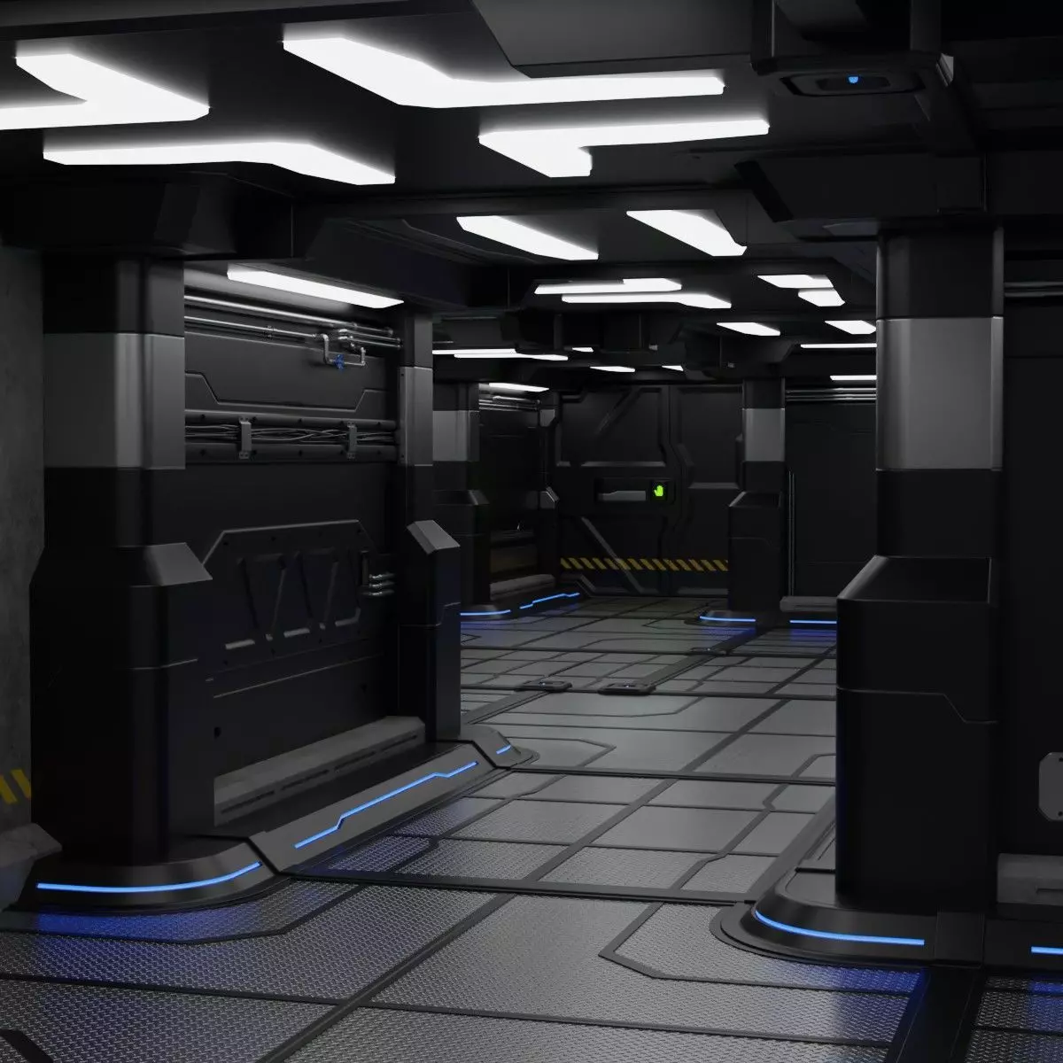 Sci Fi Modular Interior 1A Low-poly 3D model_0