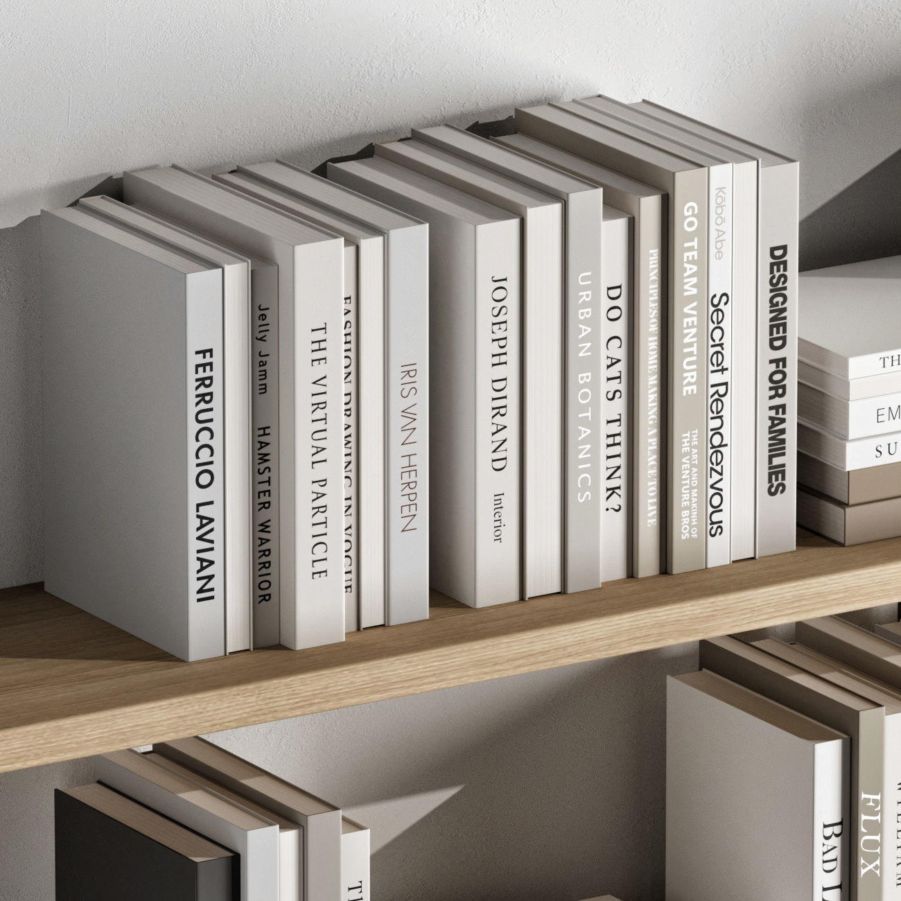 Set of books in beige 3D model_1