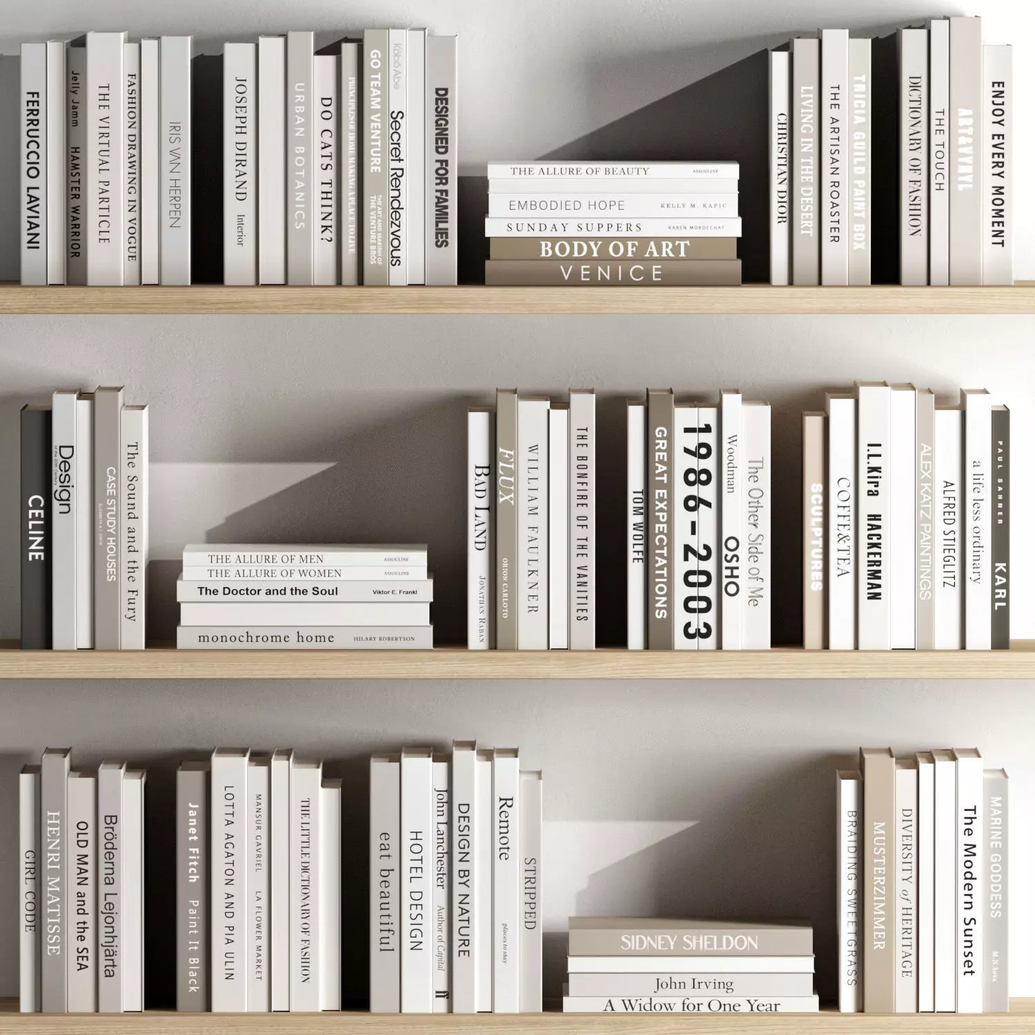 Set of books in beige 3D model_0