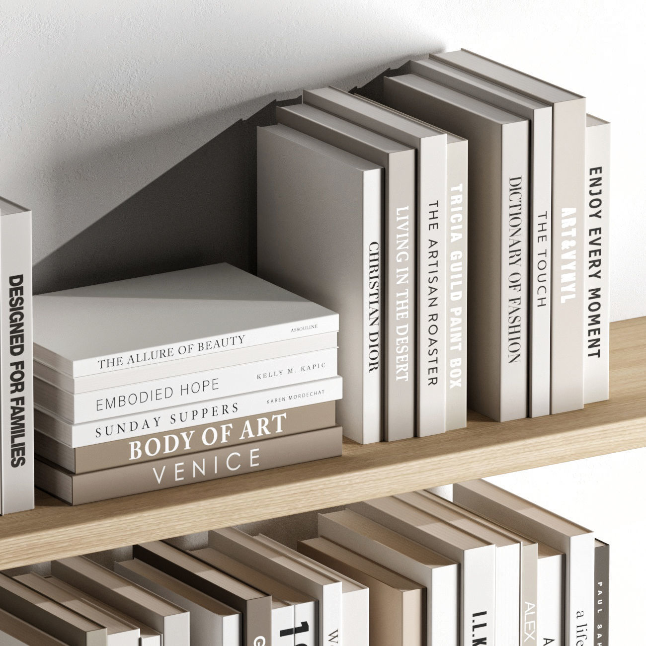 Set of books in beige 3D model_2