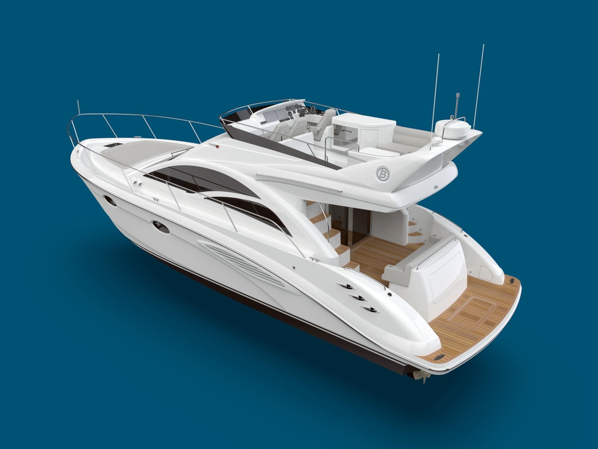 43 Foot Flybridge Motor Yacht 3D model_2