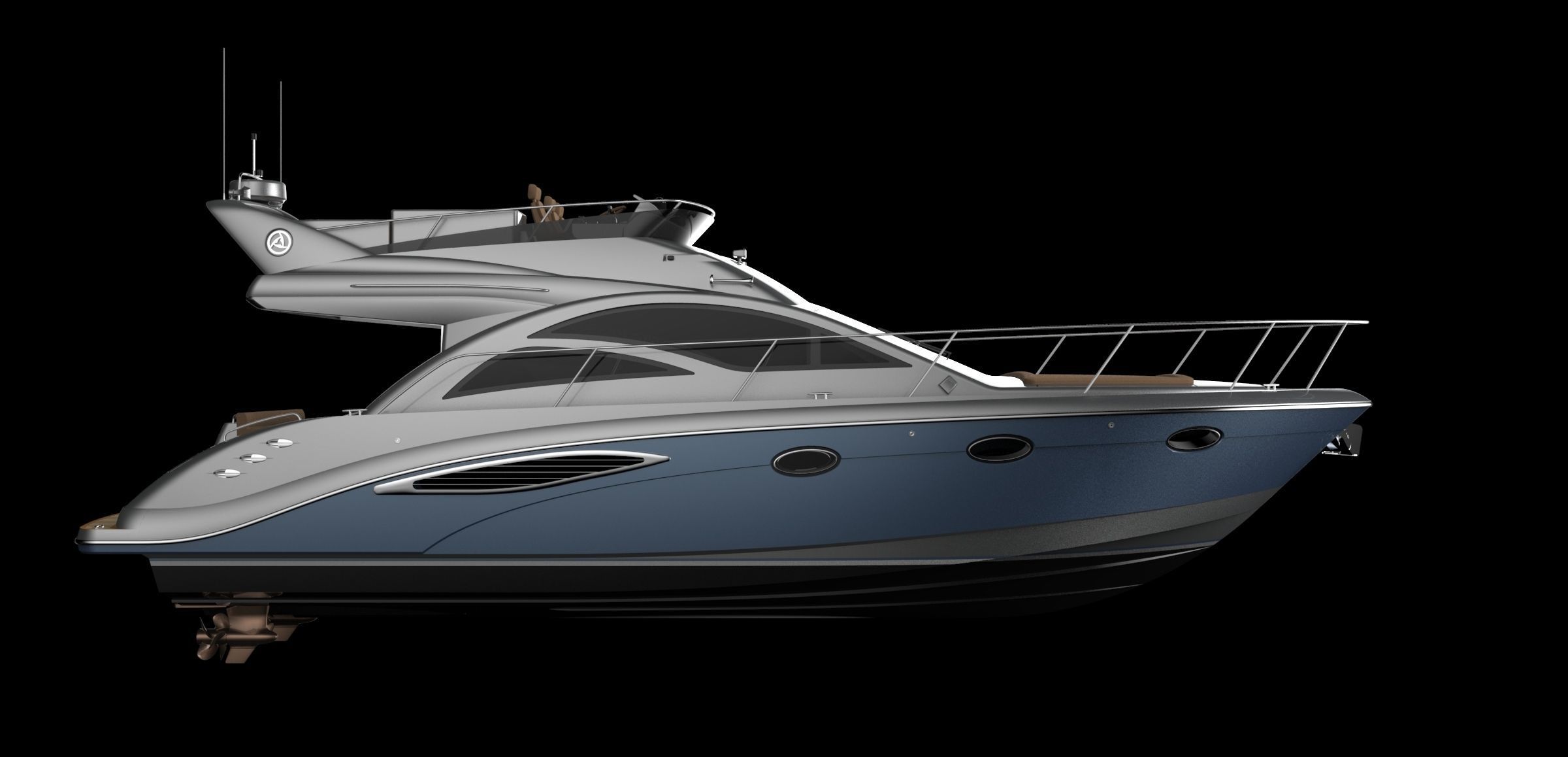 43 Foot Flybridge Motor Yacht 3D model_15