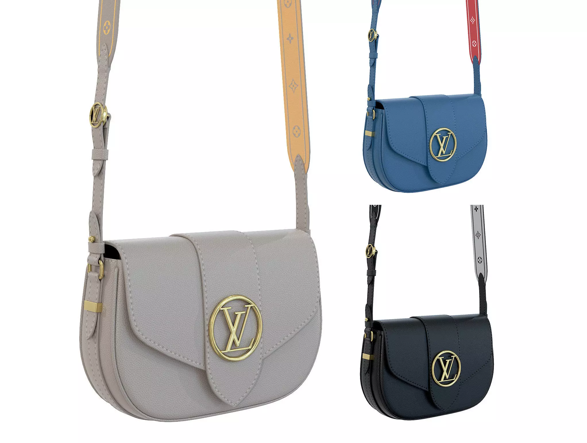 Louis Vuitton LV Pont 9 Soft MM bag Low-poly 3D model_0