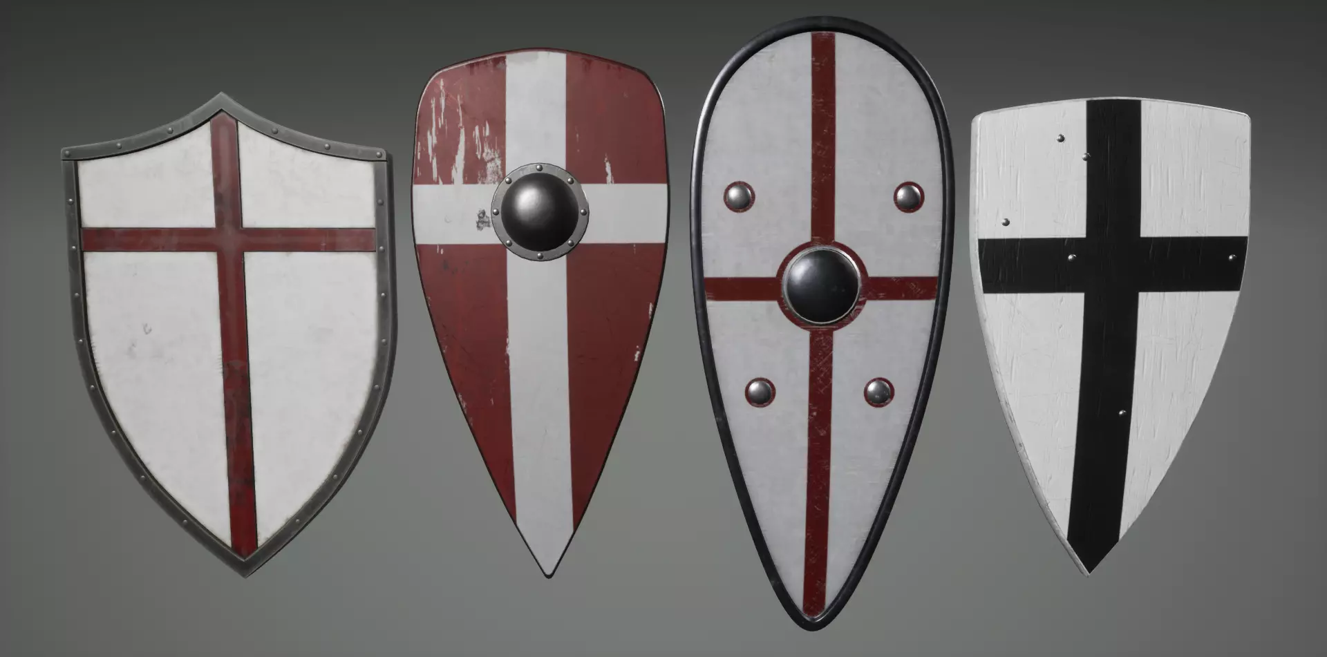 Crusader Shields Low-poly 3D model_0