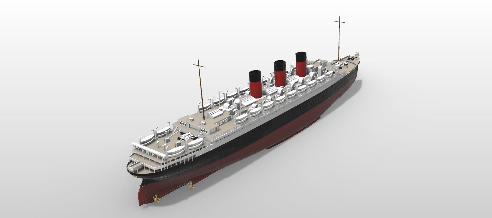 SS PARIS ocean liner printable model - full hull and waterline 3D print model_1