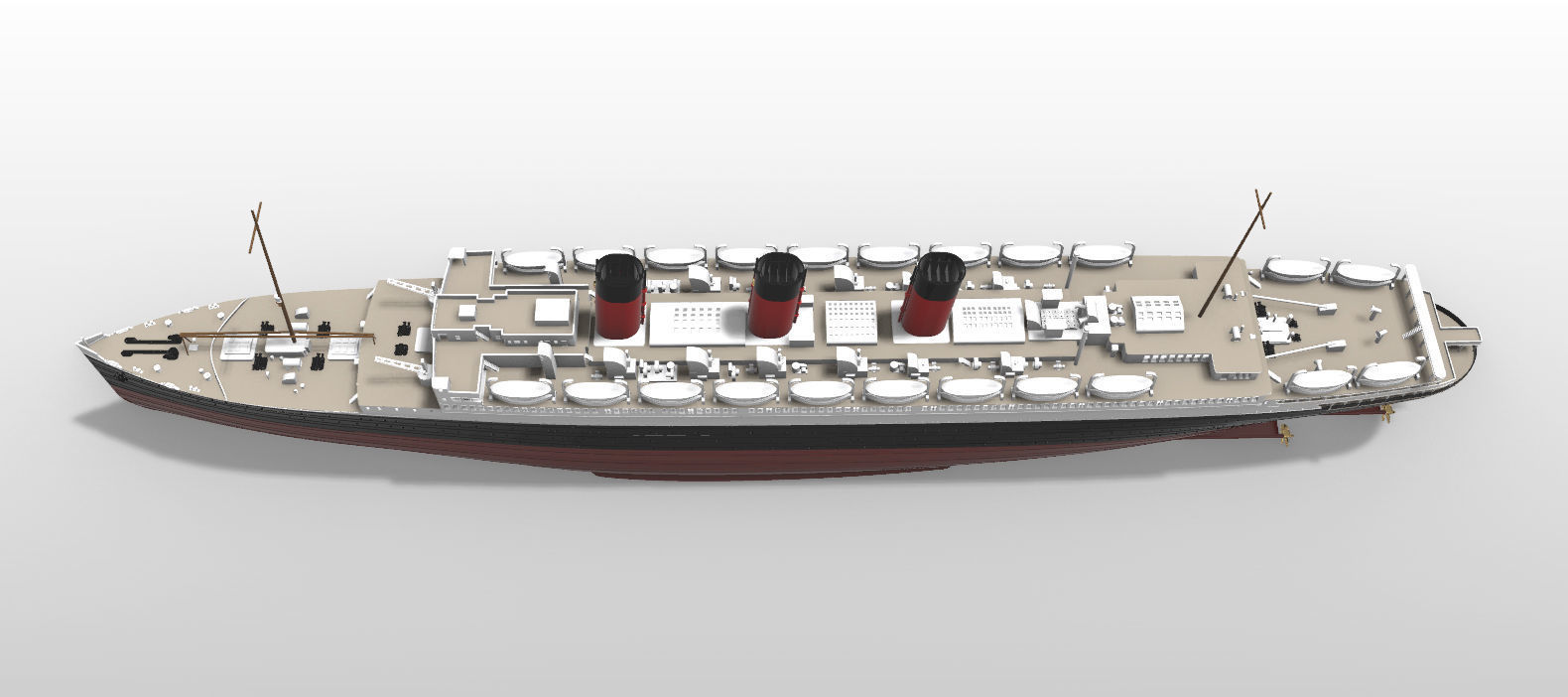 SS PARIS ocean liner printable model - full hull and waterline 3D print model_5