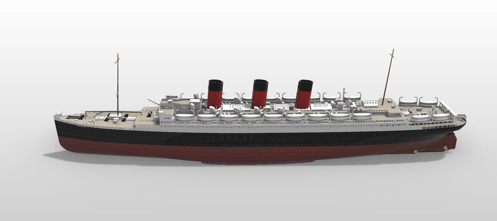 SS PARIS ocean liner printable model - full hull and waterline 3D print model_7