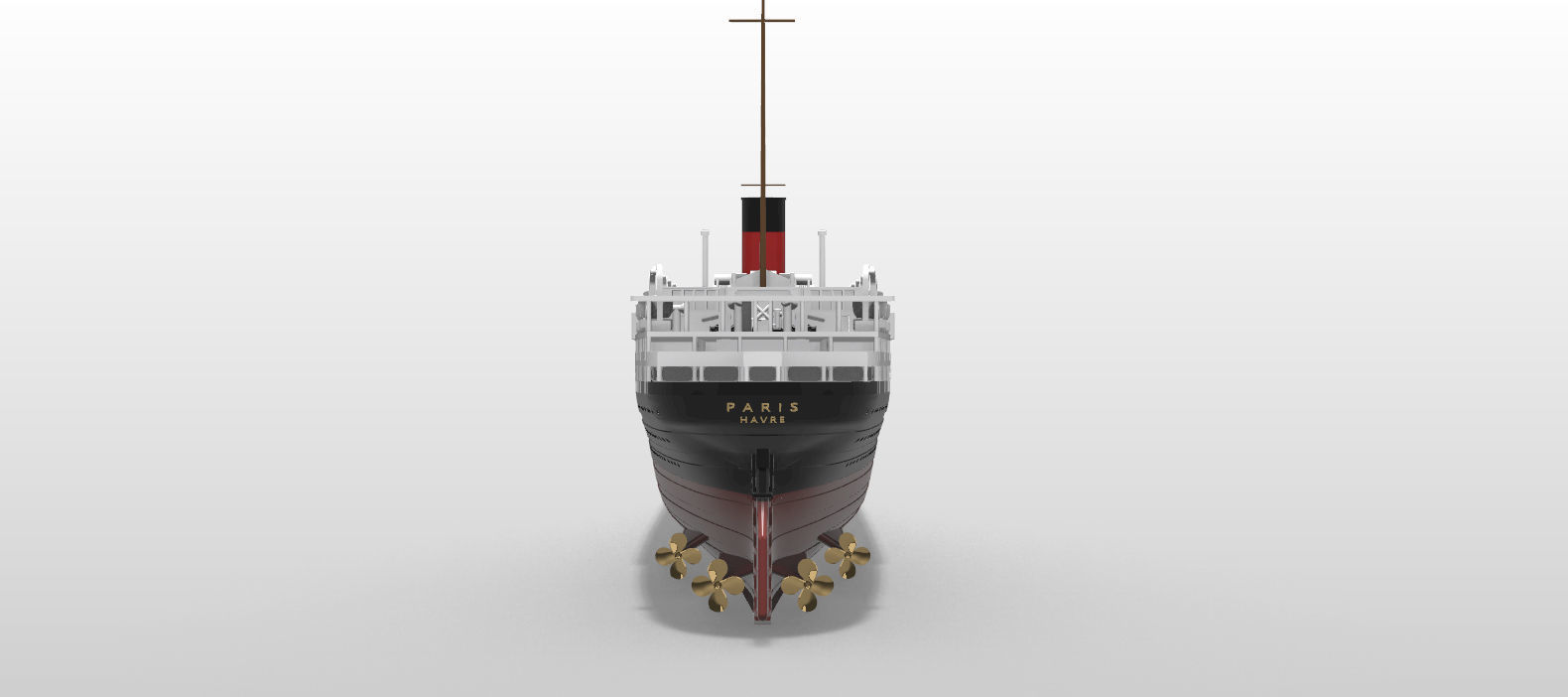 SS PARIS ocean liner printable model - full hull and waterline 3D print model_3