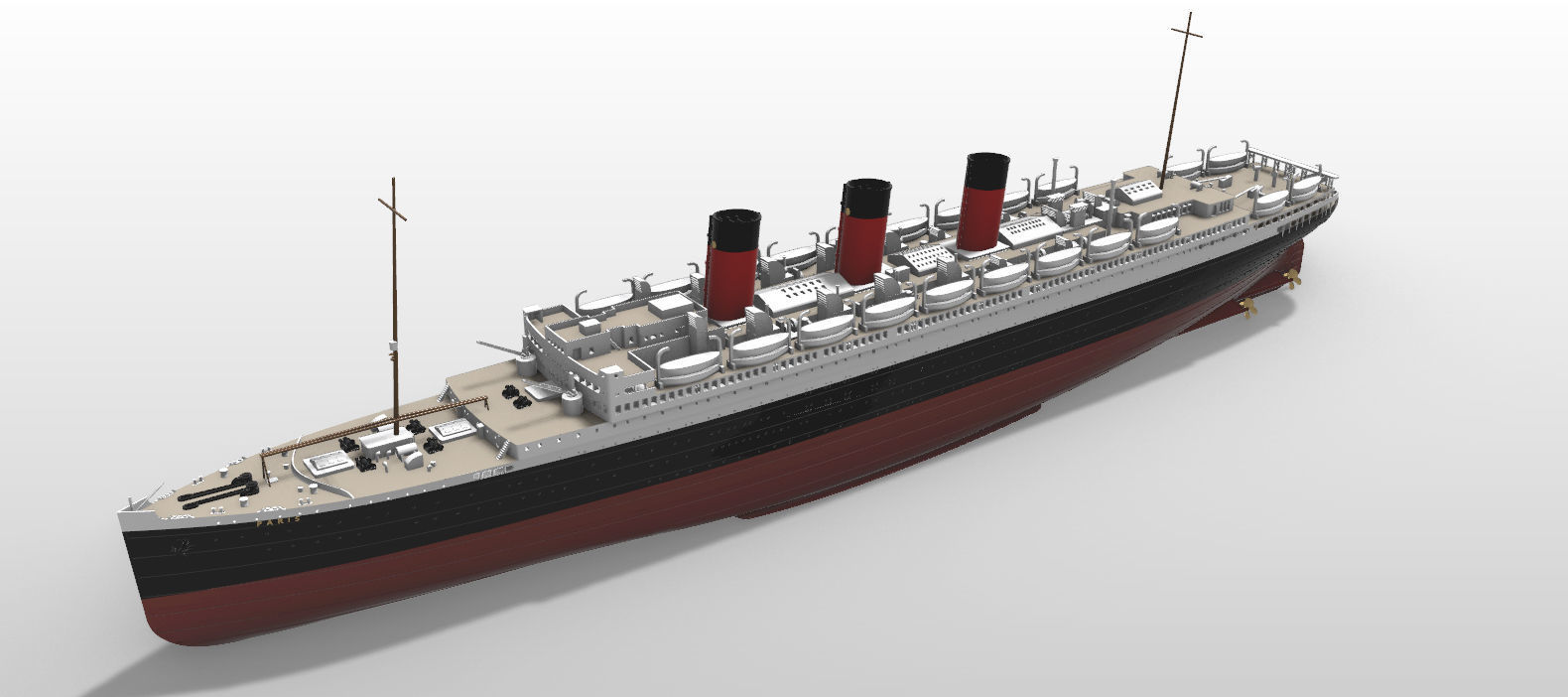 SS PARIS ocean liner printable model - full hull and waterline 3D print model_2