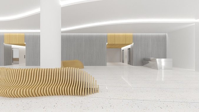 Contemporary lobby in business center 3D model 6