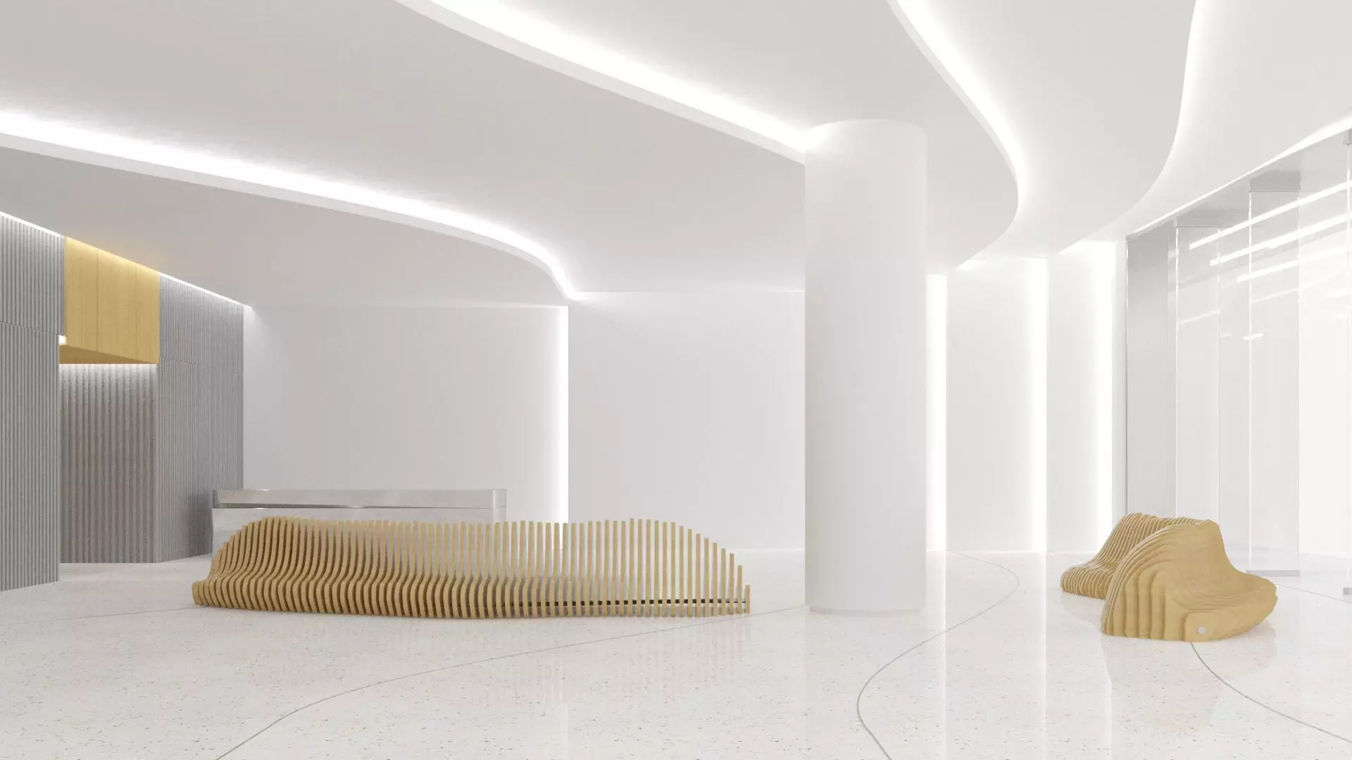 Contemporary lobby in business center 3D model_0