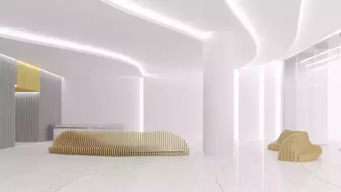 Contemporary lobby in business center 3D model