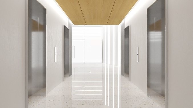 Contemporary lobby in business center 3D model 3