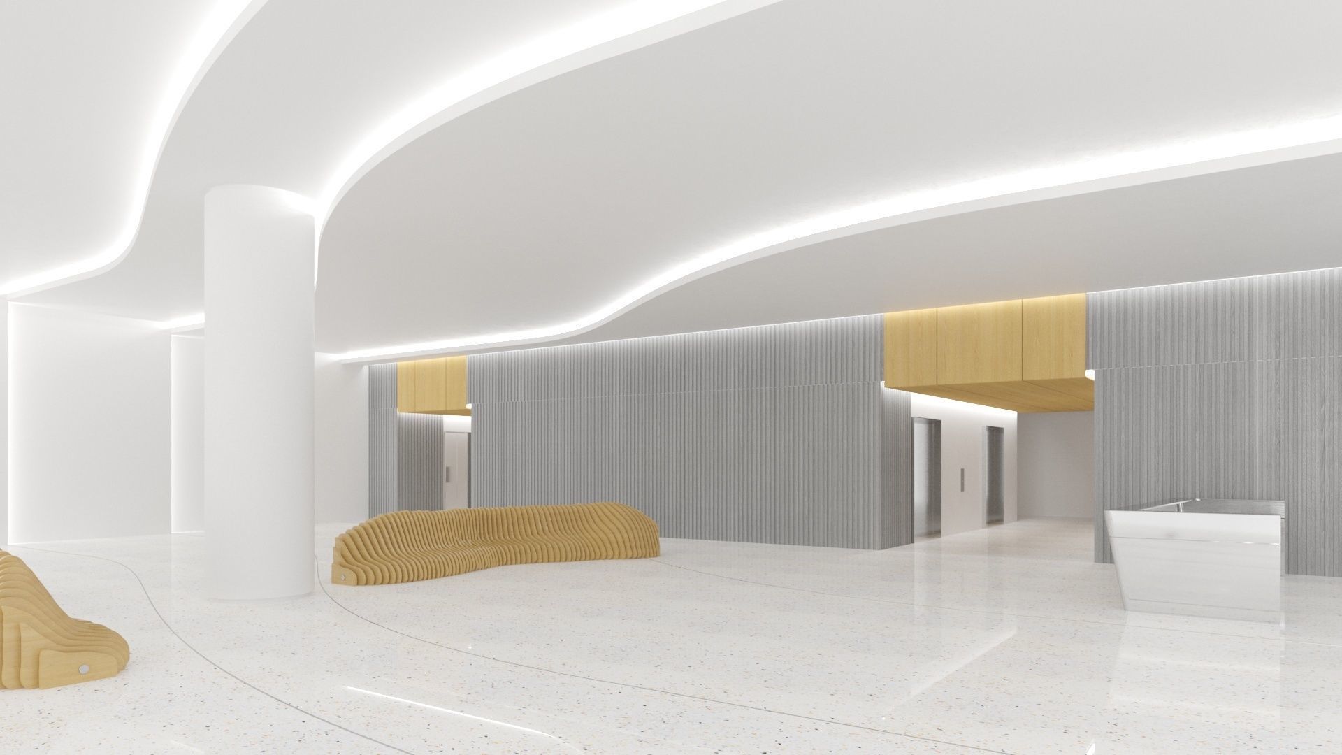 Contemporary lobby in business center 3D model_6