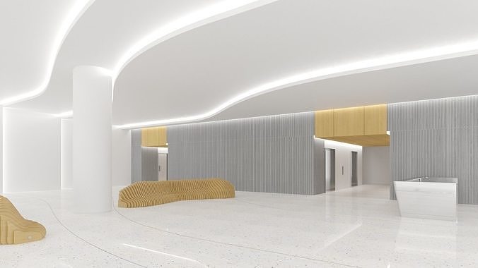 Contemporary lobby in business center 3D model 7