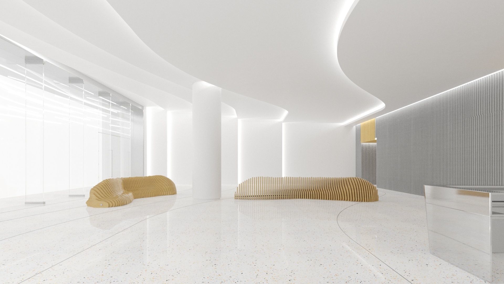 Contemporary lobby in business center 3D model_1