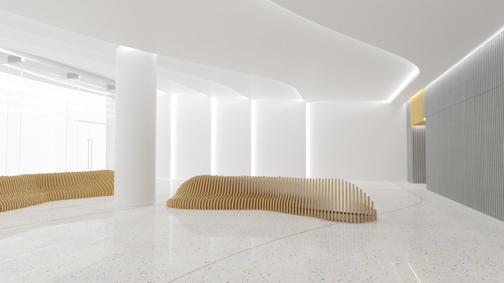 Contemporary lobby in business center 3D model_3