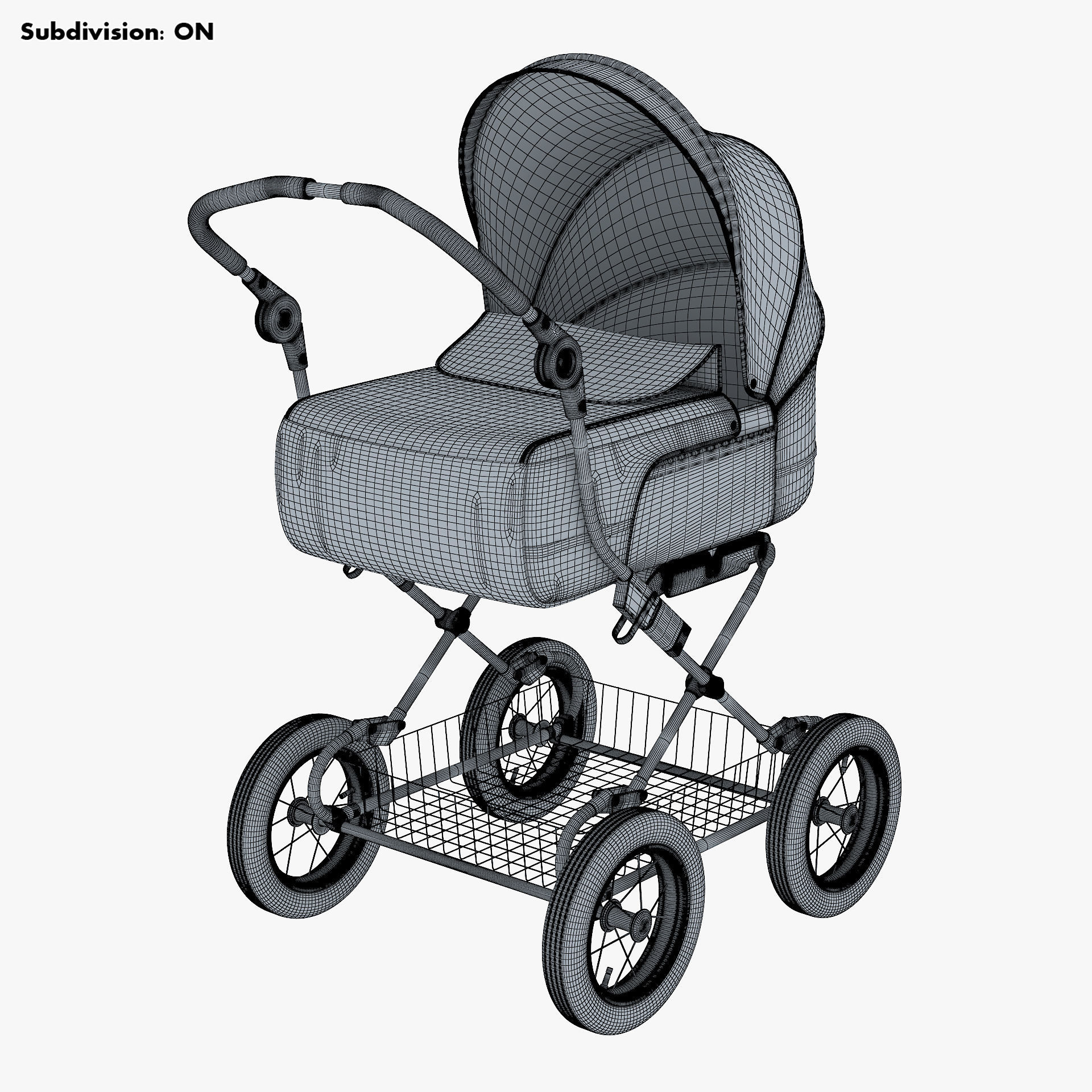 Baby Stroller Blue v 1 3D model_10