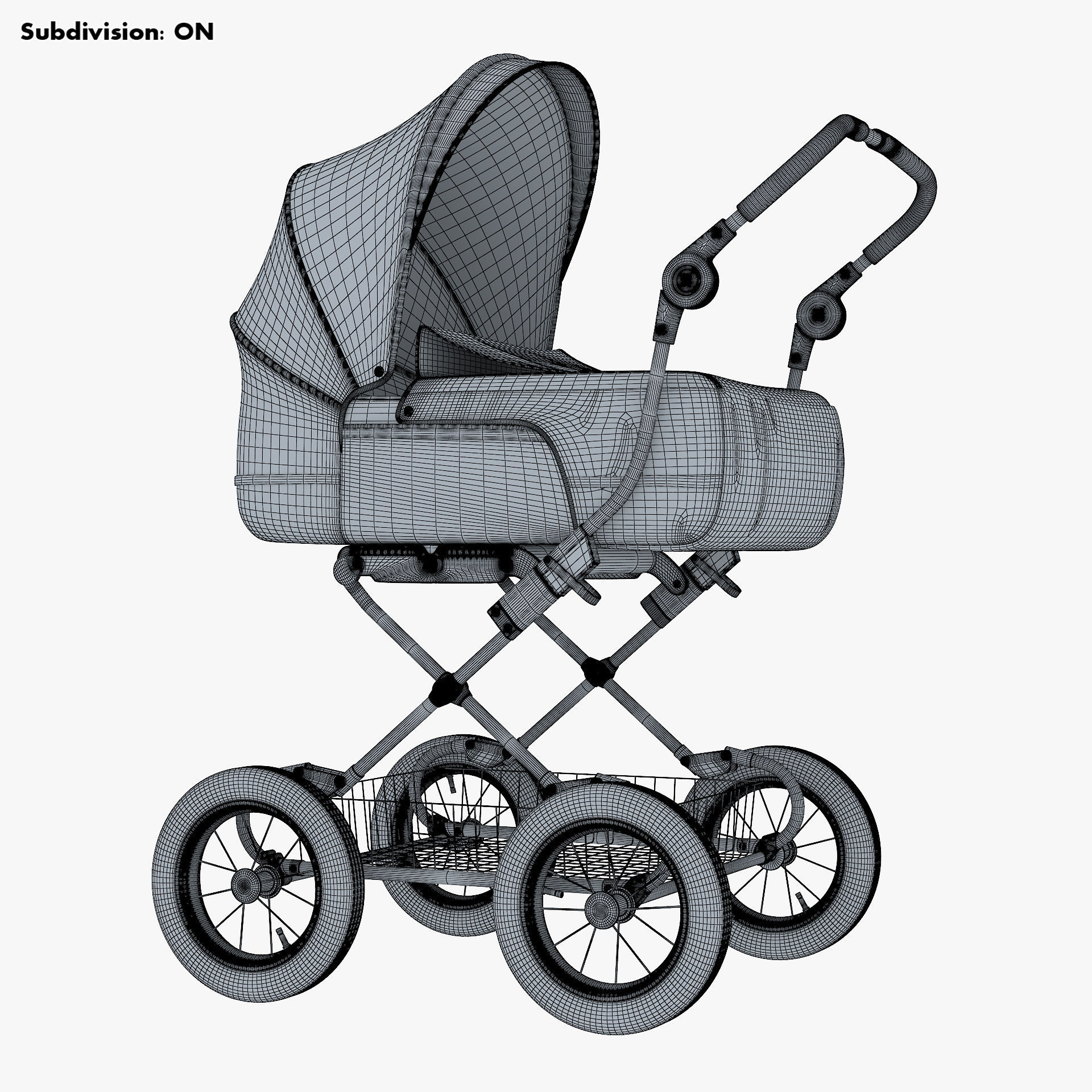 Baby Stroller Blue v 1 3D model_14