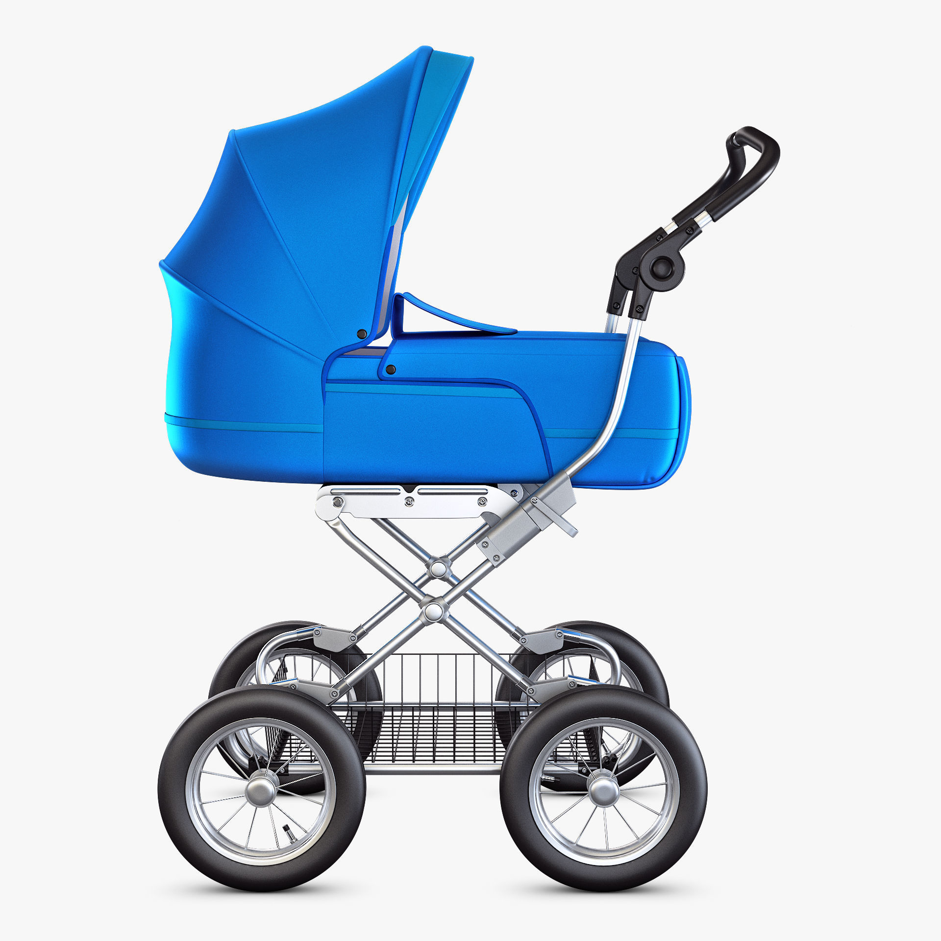 Baby Stroller Blue v 1 3D model_5