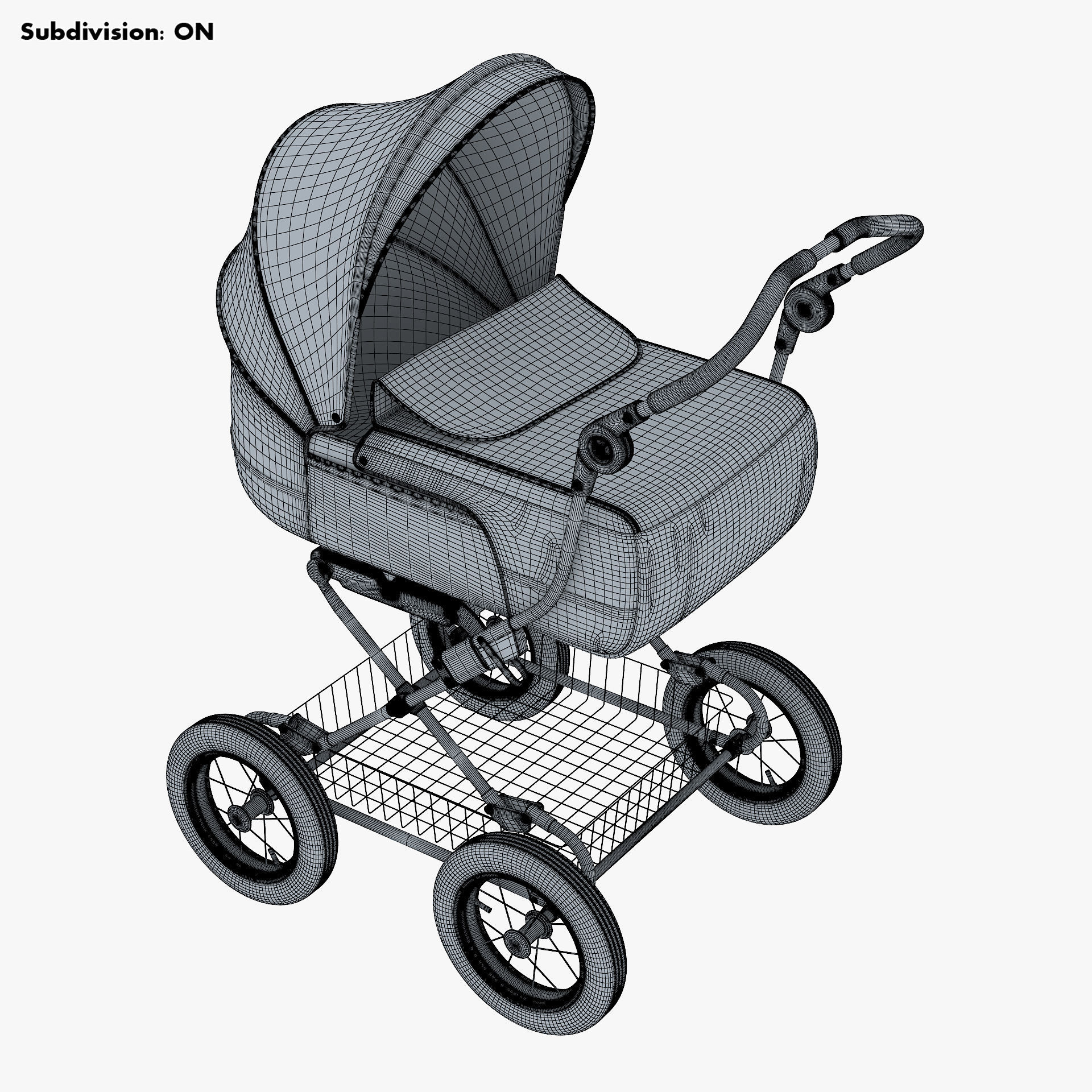 Baby Stroller Blue v 1 3D model_18