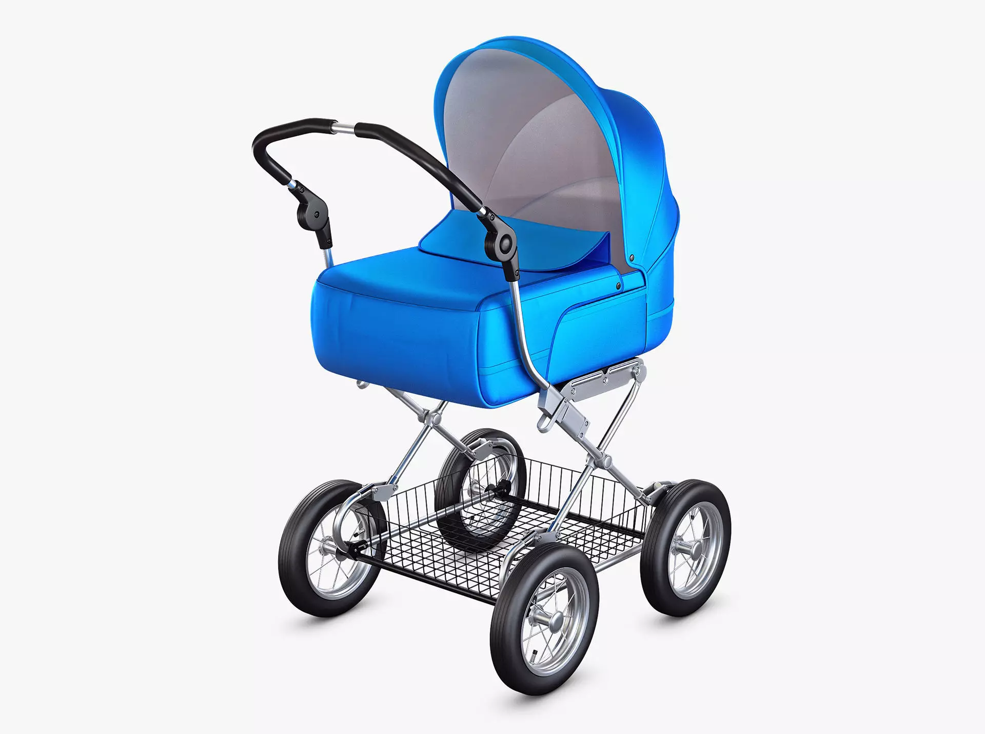 Baby Stroller Blue v 1 3D model_0