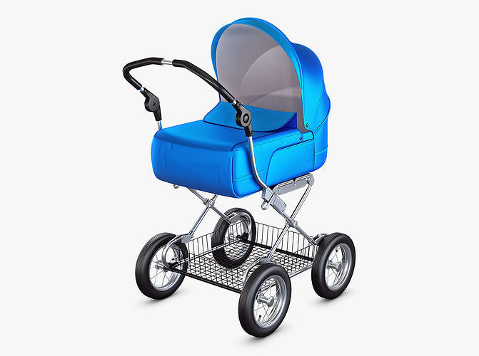 Baby Stroller Blue v 1 3D model