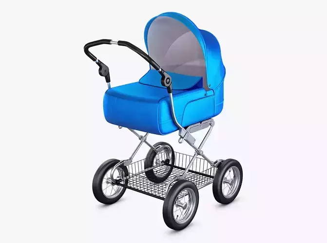 Baby Stroller Blue v 1 3D model