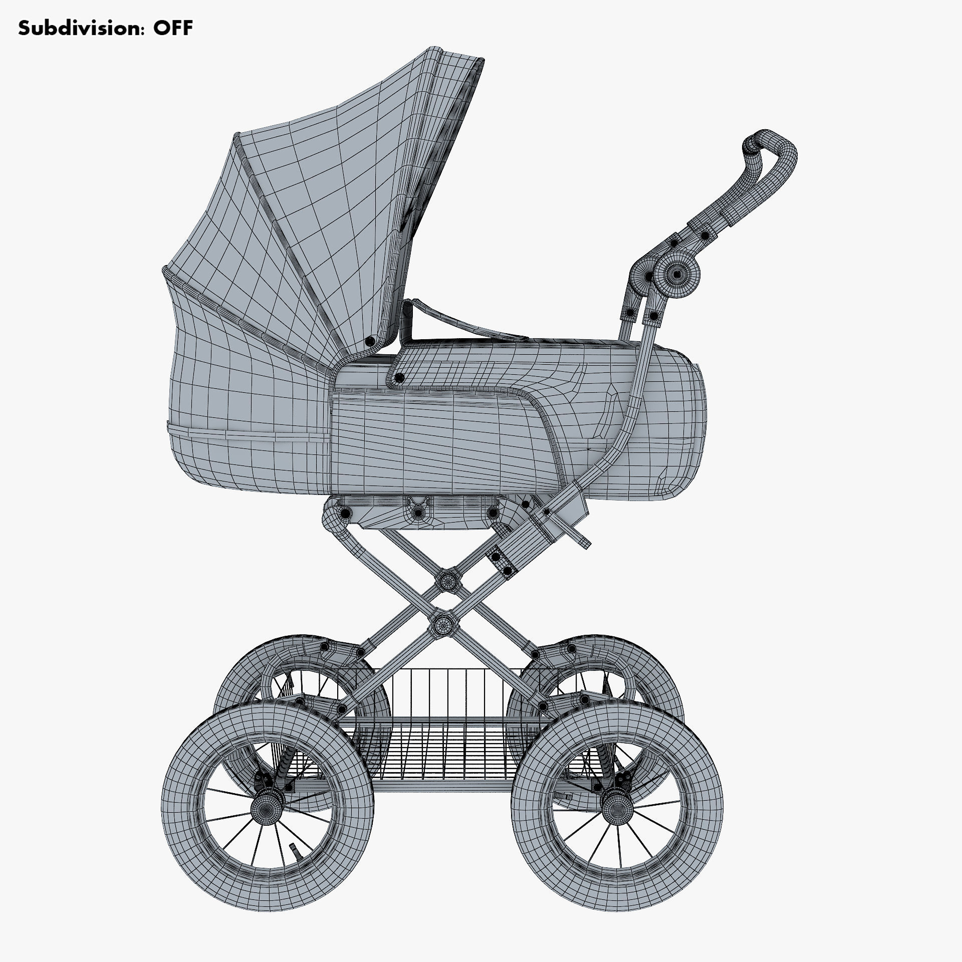 Baby Stroller Blue v 1 3D model_21