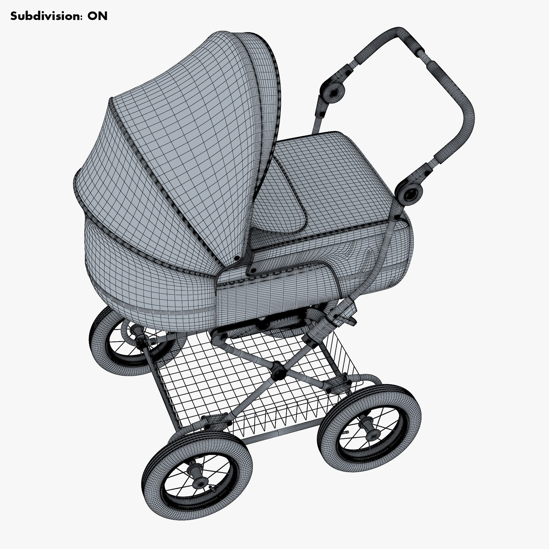 Baby Stroller Blue v 1 3D model_16
