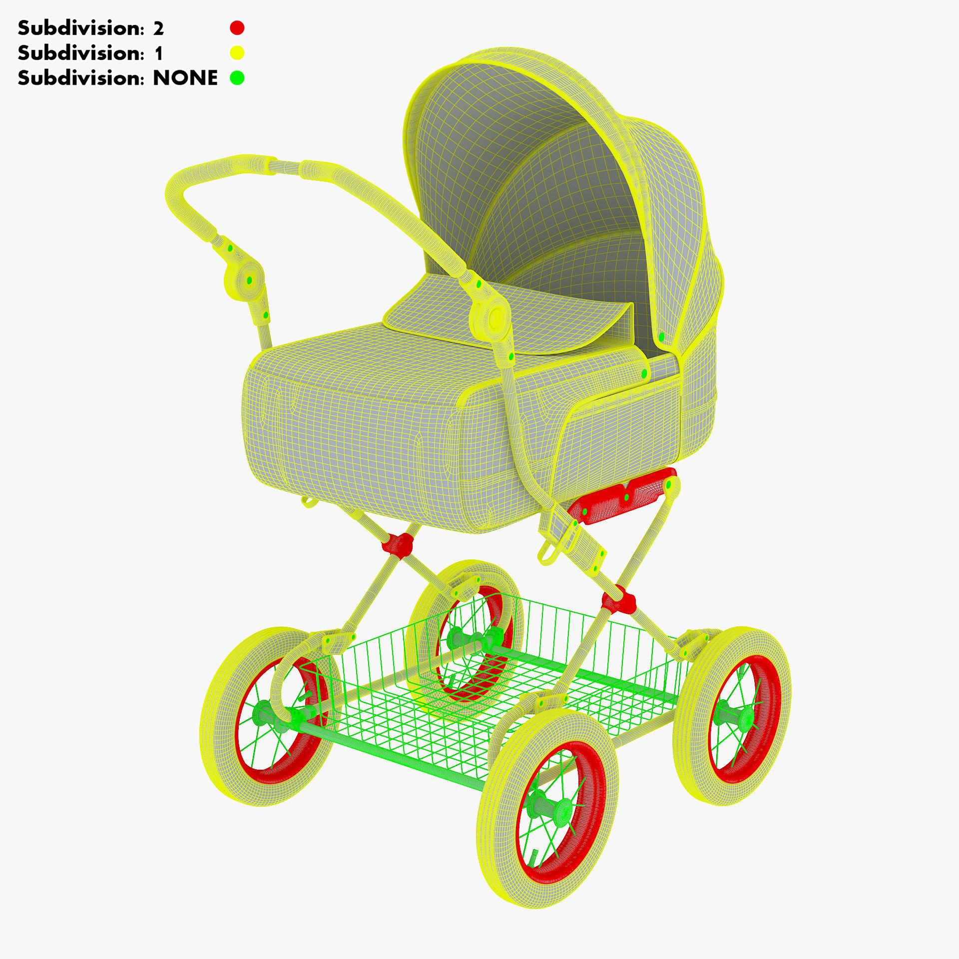 Baby Stroller Blue v 1 3D model_33